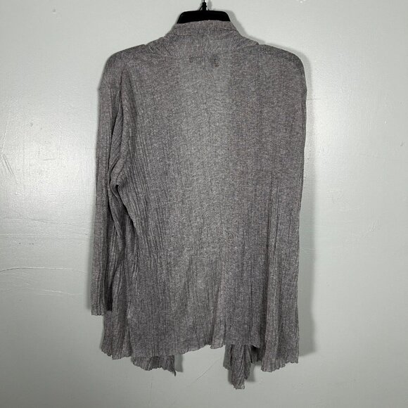 Eileen Fisher Sweater Women Large Crinkle Sheer Open Front Italian Yarn Cardigan - Picture 2 of 7